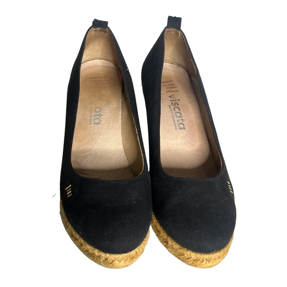 Viscata Barcelona Espadrille Wedge Size 41 US 10 Heels Handmade in Spain